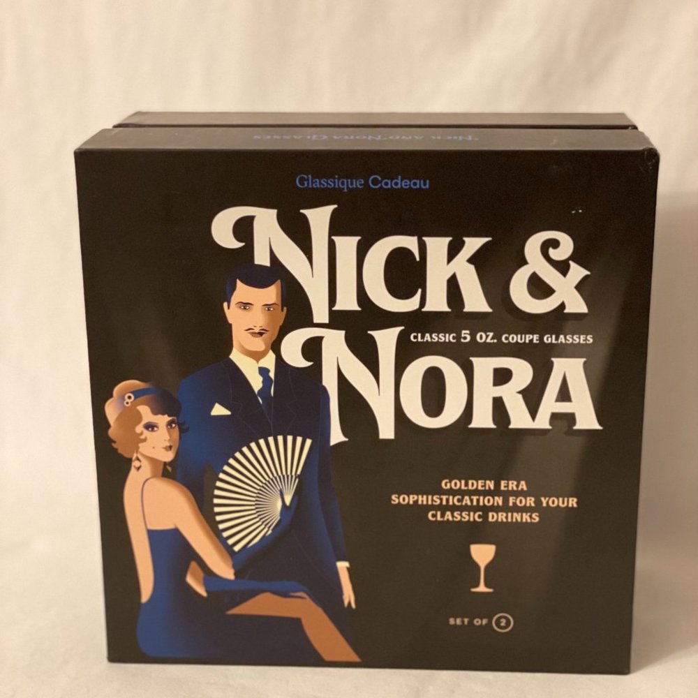 Set of 2 Retro Nick and Nora Coupe Glasses Vintage Crystal 5 oz